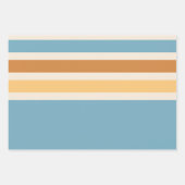 Retro Blue en Oranje blauwe  strepen Inpakpapier Vel (Voorkant)