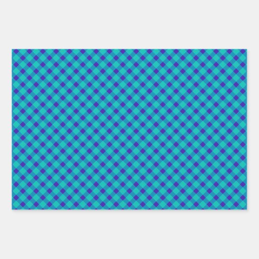 Retro Blue en Paarse Gingham Pset Pattern Inpakpapier Vel (Voorkant 3)