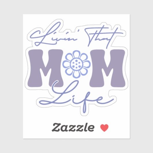 Retro Blue en Paarse Livin' Dat Moeder Leven Vinyl Sticker (Vel)