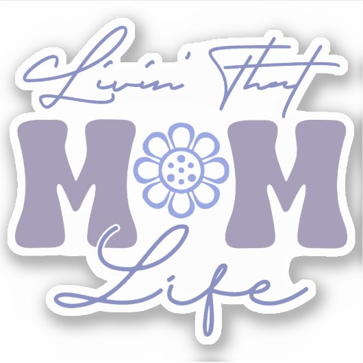 Retro Blue en Paarse Livin' Dat Moeder Leven Vinyl Sticker (Voorkant)