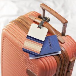 Retro Blue en Peach "Surfboard" gestreept Bagagelabel