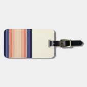 Retro Blue en Peach "Surfboard" gestreept Bagagelabel (Voorkant horizontaal)