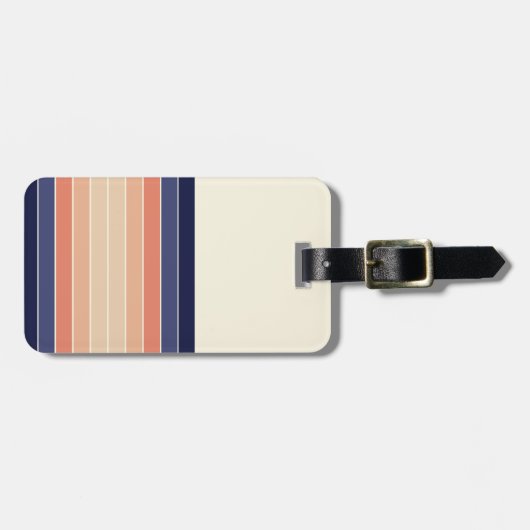 Retro Blue en Peach "Surfboard" gestreept Bagagelabel (Voorkant horizontaal)