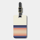 Retro Blue en Peach "Surfboard" gestreept Bagagelabel (Voorkant verticaal)