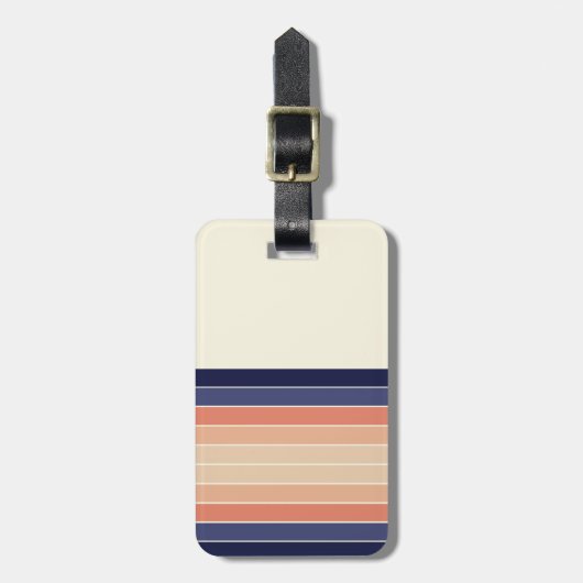 Retro Blue en Peach "Surfboard" gestreept Bagagelabel (Voorkant verticaal)
