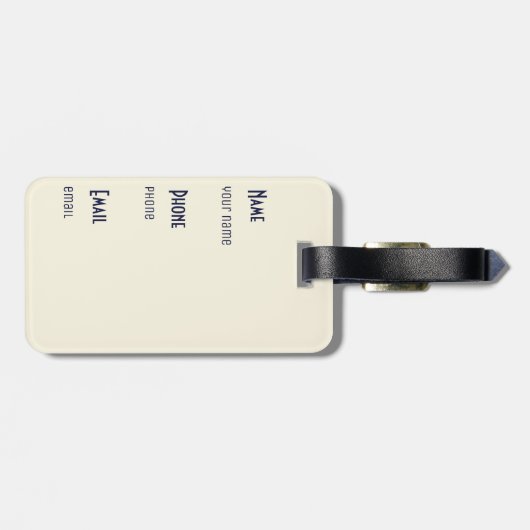 Retro Blue en Peach "Surfboard" gestreept Bagagelabel (Achterkant horizontaal)