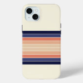 Retro Blue en Peach "Surfboard" gestreept Case-Mate iPhone Case (Achterkant)