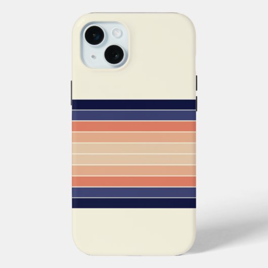 Retro Blue en Peach "Surfboard" gestreept Case-Mate iPhone Case (Achterkant)