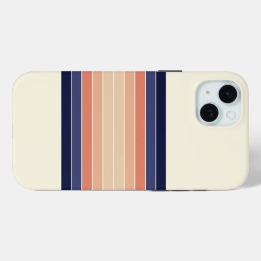 Retro Blue en Peach "Surfboard" gestreept Case-Mate iPhone Case (Achterkant (horizontaal))