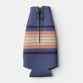 Retro Blue en Peach "Surfboard" gestreept Flesjeskoeler (Achterkant)