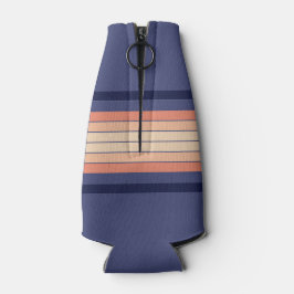 Retro Blue en Peach "Surfboard" gestreept Flesjeskoeler