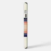 Retro Blue en Peach "Surfboard" gestreept iPhone Hoesje (Linkerkant)