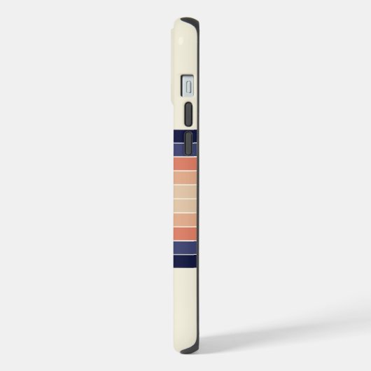 Retro Blue en Peach "Surfboard" gestreept iPhone Hoesje (Linkerkant)