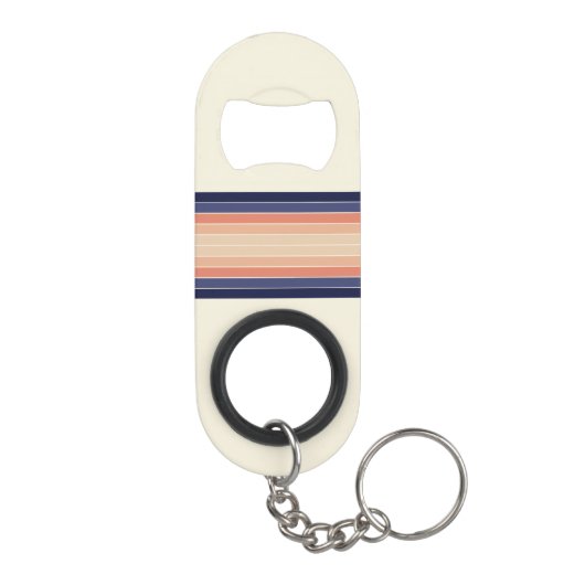 Retro Blue en Peach "Surfboard" gestreept Mini Flessenopener (Achterkant)