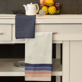 Retro Blue en Peach "Surfboard" gestreept Theedoek