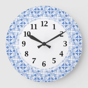 Retro Blue en White Abstract patroon Grote Klok