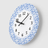 Retro Blue en White Abstract Pattern Grote Klok (Hoek)
