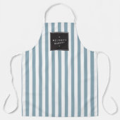 Retro Blue en White Stripes Apron Schort (Voorkant)