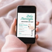 Retro Blue Flamingo Lets Flamingle Vrijgezellenfee Kaart