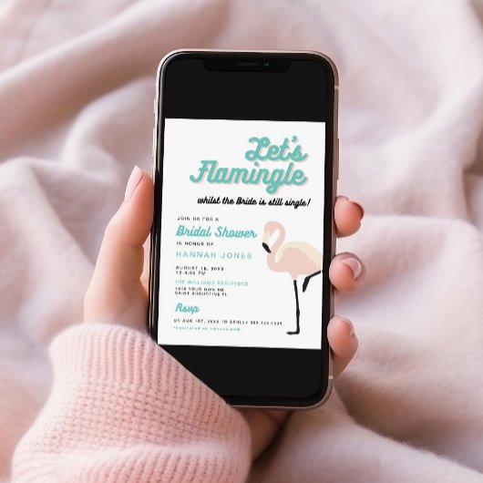 Retro Blue Flamingo Lets Flamingle Vrijgezellenfee Kaart