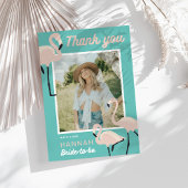 Retro Blue Flamingo Vrijgezellenfeest Dank u kaart