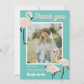 Retro Blue Flamingo Vrijgezellenfeest Dank u kaart (Voorkant)