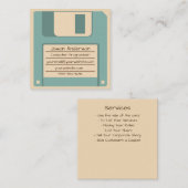 Retro Blue Floppy Disk Square Visitekaartje Kortingskaartje (Voorkant / Achterkant)