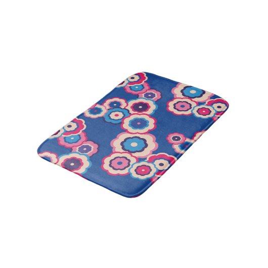 Retro Blue Floral Badmat (Gekanteld)