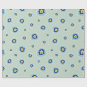 Retro Blue Floral Cadeaupapier (Vlak)