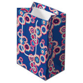 Retro Blue Floral Medium Cadeauzakje (Voorkant Gekanteld)