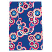 Retro Blue Floral Medium Cadeauzakje (Achterkant)