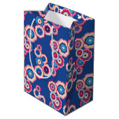 Retro Blue Floral Medium Cadeauzakje (Achterkant Gekanteld)