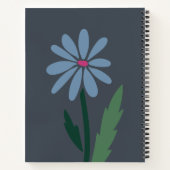 Retro Blue Floral Pink Monogram Slate Gray Notitieboek (Achterkant)