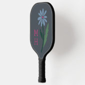 Retro Blue Floral Pink Monogram Slate Gray Pickleball Paddle (Links)