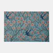 Retro Blue Floral Swallow Pattern by Walter Crane Deurmat (Voorkant)