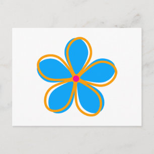 Retro Blue Flower Briefkaart
