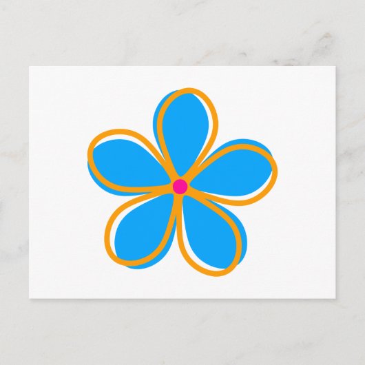 Retro Blue Flower Briefkaart (Voorkant)