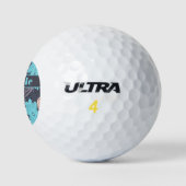 Retro Blue Flowers Golfballen (Logo)