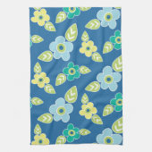 Retro Blue Flowers Theedoek (Verticaal)