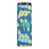 Retro Blue Flowers Thermosbeker (Achterkant)