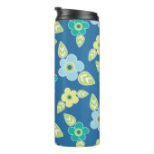 Retro Blue Flowers Thermosbeker (Geroteerd rechts)