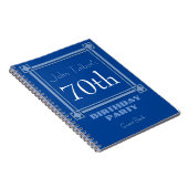 Retro Blue Frame 70th Birthday Guest Book Notitieboek (Rechterzijde)