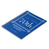 Retro Blue Frame 70th Birthday Guest Book Notitieboek (Linkerzijde)