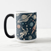 Retro Blue Galaxy Exploration Magische Mok (Links)