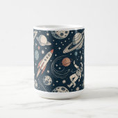 Retro Blue Galaxy Exploration Magische Mok (Midden)