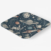 Retro Blue Galaxy Exploration Papieren Bordje (Gebogen)