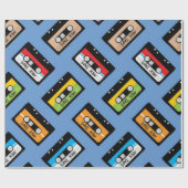 Retro Blue Geek Nerd verjaardag 1980  Cadeaupapier (Vlak)