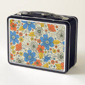 Retro Blue, Geel en Oranje Floral (Achterkant)