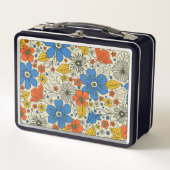 Retro Blue, Geel en Oranje Floral (Voorkant)