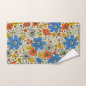 Retro Blue, Geel en Oranje Floral Bad Handdoek (Handdoek)